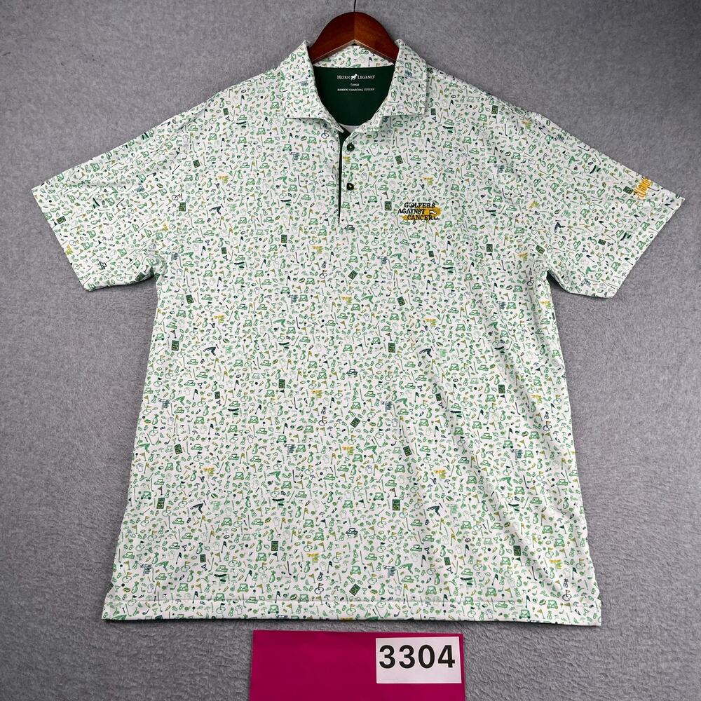 Horn Legend Performance Golf Polo Shirt Mens Large Golfers Against Cancer